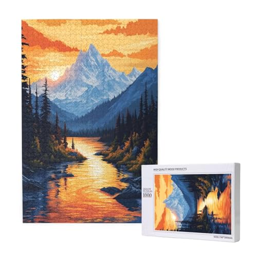 Puzzle 5000 Teile Berg Puzzles für Erwachsene Sonnenuntergang HD Puzzel Anspruchsvolles und Lustig Kreatives Unterhaltungsspiel, DIY Holzpuzzle für Erwachsene Als Feiertage Geschenk fur Frauen M-1591 von Yeogcohe
