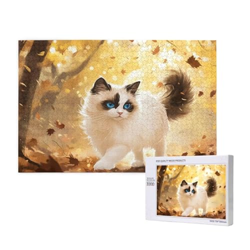 Puzzle 5000 Teile Herbst Puzzles für Erwachsene Katze HD Puzzel Anspruchsvolles und Lustig Kreatives Unterhaltungsspiel, DIY Holzpuzzle für Erwachsene Als Feiertage Deko Geschenk fur Frauen M-521 von Yeogcohe