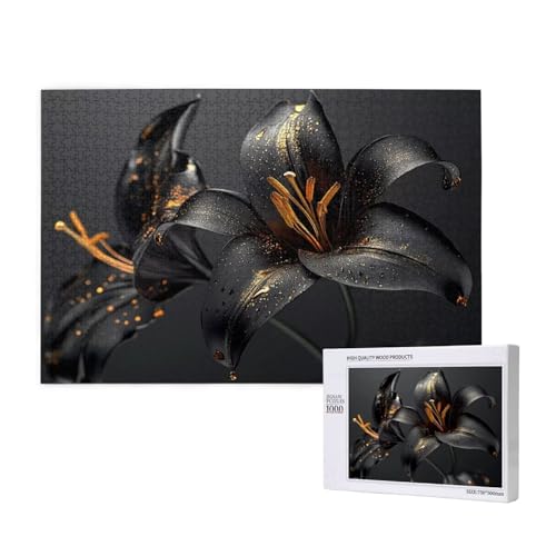 Puzzle 5000 Teile Lilie Puzzles für Erwachsene Schwarz HD Puzzel Anspruchsvolles und Lustig Kreatives Unterhaltungsspiel, DIY Holzpuzzle für Erwachsene Als Feiertage Geschenk fur Frauen M-1097 von Yeogcohe