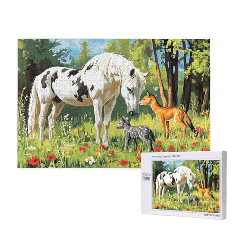 Puzzle 5000 Teile Tier Puzzles für Erwachsene Pferd HD Puzzel Anspruchsvolles und Lustig Kreatives Unterhaltungsspiel, DIY Holzpuzzle für Erwachsene Als Feiertage Zimmer Deko Geschenk fur Frauen M-544 von Yeogcohe