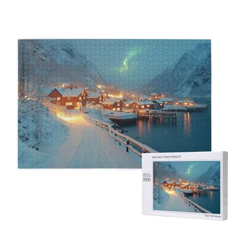 Puzzle Aurora,Puzzle 1000 Teile Landschaft Holzpuzzle Erwachsene mit Geschenkbox,Schwieriges,Unterhaltsames,Herausforderndes,Geeignet für Anfänger ab 14 Jahren,Geschenke für Männer/Frauen M-667 von Yeogcohe