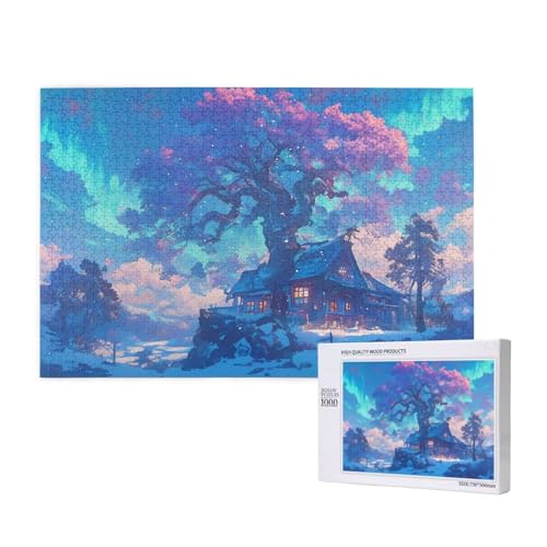 Puzzle Baum,Puzzle 1000 Teile Japan Holzpuzzle Erwachsene mit Geschenkbox und Poster,Schwieriges, Unterhaltsames, Herausforderndes, Geeignet für Anfänger ab 14 Jahren,Geschenke für Männer/Frauen M-165 von Yeogcohe