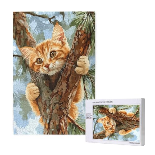 Puzzle Baum,Puzzle 1000 Teile Katze Holzpuzzle Erwachsene mit Geschenkbox und Poster,Schwieriges,Unterhaltsames,Herausforderndes,Geeignet für Anfänger ab 14 Jahren,Geschenke für Männer/Frauen M-1121 von Yeogcohe