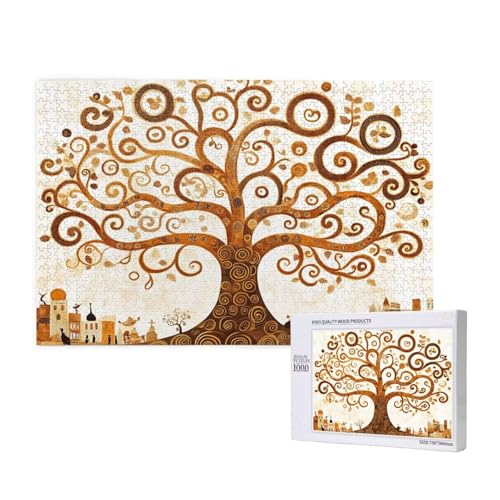 Puzzle Baum des Lebens,Puzzle 1000 Teile Baum Holzpuzzle Erwachsene mit Geschenkbox,Schwieriges,Unterhaltsames,Herausforderndes,Geeignet für Anfänger ab 14 Jahren,Geschenke für Männer/Frauen M-493 von Yeogcohe