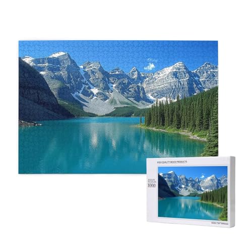 Puzzle Berg,Puzzle 1000 Teile See Holzpuzzle Erwachsene mit Geschenkbox und Poster,Schwieriges, Unterhaltsames, Herausforderndes, Geeignet für Anfänger ab 14 Jahren,Geschenke für Männer/Frauen M-160 von Yeogcohe