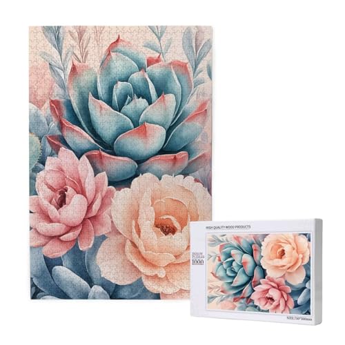 Puzzle Blume,Puzzle 1000 Teile Anlage Holzpuzzle Erwachsene mit Geschenkbox und Poster,Schwieriges,Unterhaltsames,Herausforderndes,Geeignet für Anfänger ab 14 Jahren,Geschenke für Männer/Frauen M-1889 von Yeogcohe