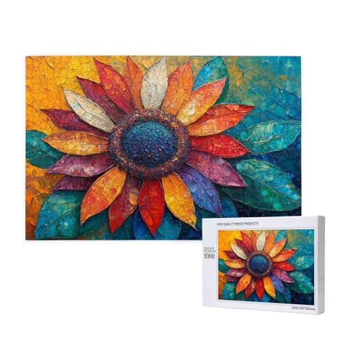 Puzzle Blume,Puzzle 1000 Teile Farbe Holzpuzzle Erwachsene mit Geschenkbox und Poster,Schwieriges,Unterhaltsames,Herausforderndes,Geeignet für Anfänger ab 14 Jahren,Geschenke für Männer/Frauen M-143 von Yeogcohe