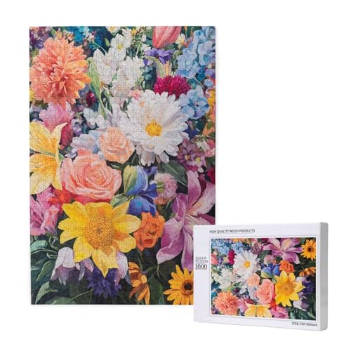 Puzzle Blume,Puzzle 1000 Teile Frühling Holzpuzzle Erwachsene mit Geschenkbox und Poster,Schwieriges,Unterhaltsames,Herausforderndes,Geeignet für Anfänger ab 14 Jahren,Geschenke für Frauen M-1948 von Yeogcohe