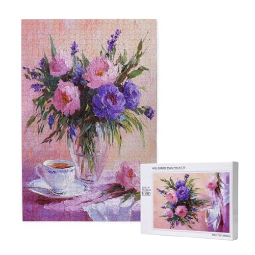 Puzzle Blume,Puzzle 1000 Teile Kaffee Holzpuzzle Erwachsene mit Geschenkbox und Poster,Schwieriges,Unterhaltsames,Herausforderndes,Geeignet für Anfänger ab 14 Jahren,Geschenke für Männer/Frauen M-1615 von Yeogcohe