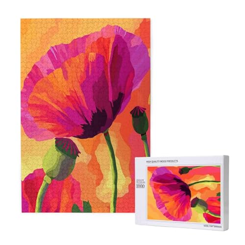 Puzzle Blume,Puzzle 1000 Teile Mohn Holzpuzzle Erwachsene mit Geschenkbox und Poster,Schwieriges,Unterhaltsames,Herausforderndes,Geeignet für Anfänger ab 14 Jahren,Geschenke für Männer/Frauen M-1725 von Yeogcohe