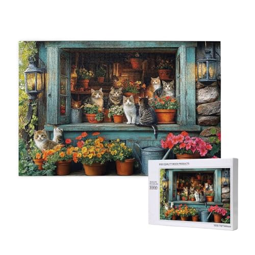 Puzzle Blume,Puzzle 2000 Teile Katze Holzpuzzle Erwachsene mit Geschenkbox und Poster,Schwieriges,Unterhaltsames,Herausforderndes,Geeignet für Anfänger ab 14 Jahren,Geschenke für Männer/Frauen M-908 von Yeogcohe