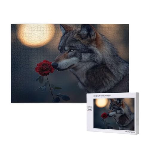 Puzzle Blume,Puzzle 2000 Teile Wolf Holzpuzzle Erwachsene mit Geschenkbox und Poster,Schwieriges,Unterhaltsames,Herausforderndes,Geeignet für Anfänger ab 14 Jahren,Geschenke für Männer/Frauen M-1017 von Yeogcohe