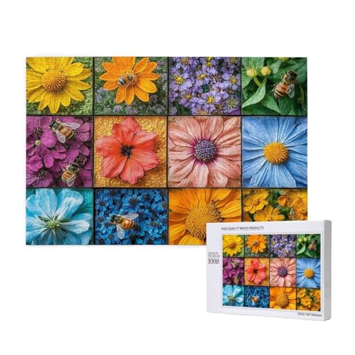 Puzzle Blume,Puzzle 300 Teile Frühling Holzpuzzle Erwachsene mit Geschenkbox und Poster,Schwieriges,Unterhaltsames,Herausforderndes,Geeignet für Anfänger ab 14 Jahren,Geschenke für Männer/Frauen M-841 von Yeogcohe