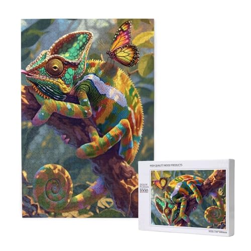 Puzzle Chamäleon,Puzzle 300 Teile Schmetterling Holzpuzzle Erwachsene mit Geschenkbox,Schwieriges,Unterhaltsames,Herausforderndes,Geeignet für Anfänger ab 14 Jahren,Geschenke für Männer/Frauen M-1968 von Yeogcohe