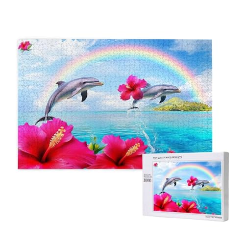 Puzzle Delphin,Puzzle 6000 Teile Blume Holzpuzzle Erwachsene mit Geschenkbox und Poster,Schwieriges,Unterhaltsames,Herausforderndes,Geeignet für Anfänger ab 14 Jahren,Geschenke für Frauen M-1025 von Yeogcohe