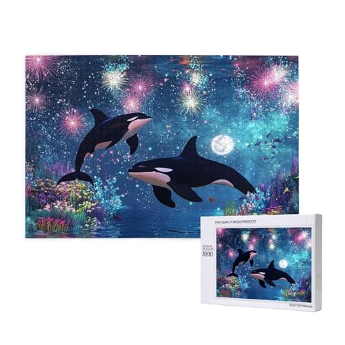 Puzzle Delphin,Puzzle 6000 Teile Mond Holzpuzzle Erwachsene mit Geschenkbox und Poster,Schwieriges,Unterhaltsames,Herausforderndes,Geeignet für Anfänger ab 14 Jahren,Geschenke für Männer/Frauen M-1072 von Yeogcohe