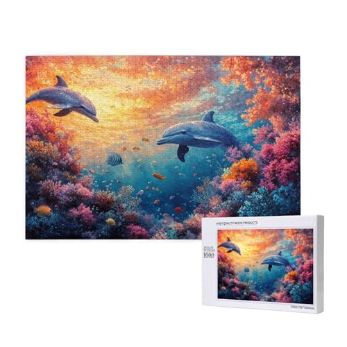 Puzzle Delphin,Puzzle 6000 Teile Ozean Holzpuzzle Erwachsene mit Geschenkbox und Poster,Schwieriges,Unterhaltsames,Herausforderndes,Geeignet für Anfänger ab 14 Jahren,Geschenke für Männer/Frauen M-750 von Yeogcohe