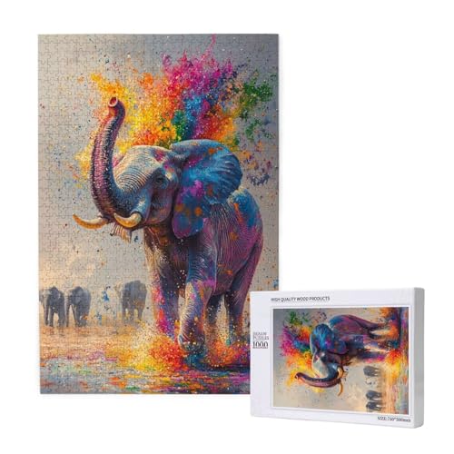 Puzzle Elefant,Puzzle 300 Teile Tier Holzpuzzle Erwachsene mit Geschenkbox und Poster,Schwieriges,Unterhaltsames,Herausforderndes,Geeignet für Anfänger ab 14 Jahren,Geschenke für Männer/Frauen M-1486 von Yeogcohe