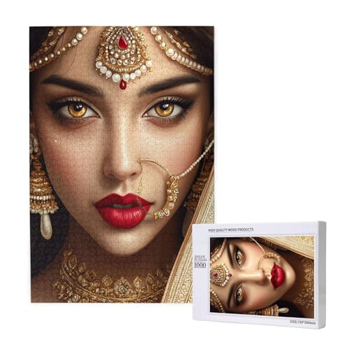Puzzle Frau,Puzzle 300 Teile Indien Holzpuzzle Erwachsene mit Geschenkbox und Poster,Schwieriges,Unterhaltsames,Herausforderndes,Geeignet für Anfänger ab 14 Jahren,Geschenke für Männer/Frauen M-1290 von Yeogcohe