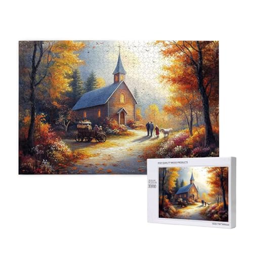 Puzzle Herbst,Puzzle 1000 Teile Baum Holzpuzzle Erwachsene mit Geschenkbox und Poster,Schwieriges,Unterhaltsames,Herausforderndes,Geeignet für Anfänger ab 14 Jahren,Geschenke für Männer/Frauen M-163 von Yeogcohe