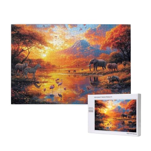 Puzzle Herbst,Puzzle 1000 Teile Elefant Holzpuzzle Erwachsene mit Geschenkbox und Poster,Schwieriges,Unterhaltsames,Herausforderndes,Geeignet für Anfänger ab 14 Jahren,Geschenke für Frauen M-743 von Yeogcohe