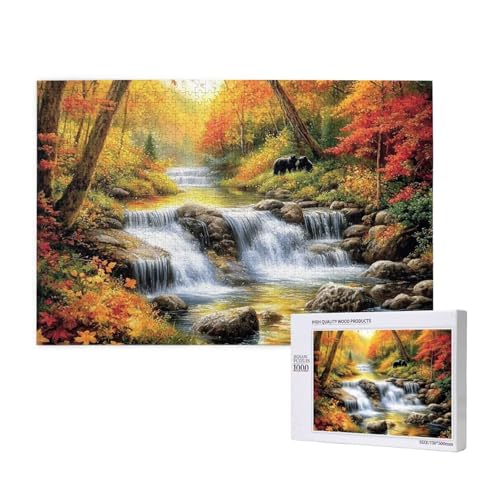 Puzzle Herbst,Puzzle 1000 Teile Fallen Holzpuzzle Erwachsene mit Geschenkbox und Poster,Schwieriges,Unterhaltsames,Herausforderndes,Geeignet für Anfänger ab 14 Jahren,Geschenke für Männer/Frauen M-167 von Yeogcohe