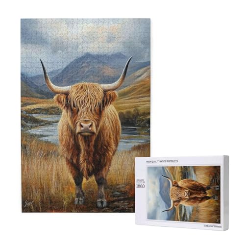 Puzzle Hochlandrinder,Puzzle 4000 Teile Tier Holzpuzzle Erwachsene mit Geschenkbox,Schwieriges,Unterhaltsames,Herausforderndes,Geeignet für Anfänger ab 14 Jahren,Geschenke für Männer/Frauen M-1800 von Yeogcohe