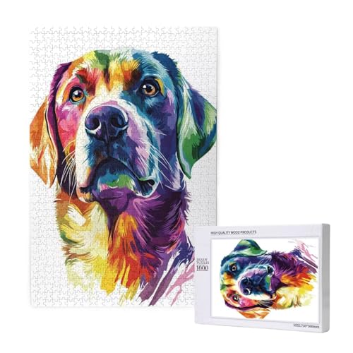 Puzzle Hund,Puzzle 1000 Teile Tier Holzpuzzle Erwachsene mit Geschenkbox und Poster,Schwieriges, Unterhaltsames, Herausforderndes, Geeignet für Anfänger ab 14 Jahren,Geschenke für Männer/Frauen M-1246 von Yeogcohe