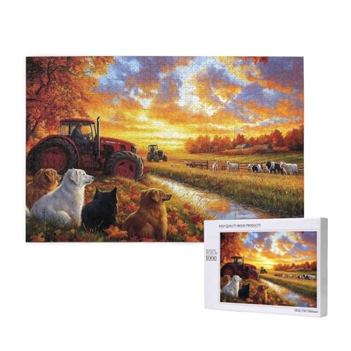 Puzzle Hund,Puzzle 2000 Teile Traktor Holzpuzzle Erwachsene mit Geschenkbox und Poster,Schwieriges,Unterhaltsames,Herausforderndes,Geeignet für Anfänger ab 14 Jahren,Geschenke für Männer/Frauen M-219 von Yeogcohe