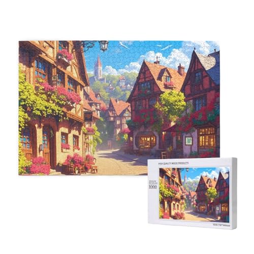 Puzzle Japan,Puzzle 1000 Teile Straße Holzpuzzle Erwachsene mit Geschenkbox und Poster,Schwieriges,Unterhaltsames,Herausforderndes,Geeignet für Anfänger ab 14 Jahren,Geschenke für Männer/Frauen M-164 von Yeogcohe