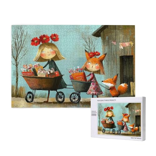 Puzzle Karikatur,Puzzle 1000 Teile Mädchen Holzpuzzle Erwachsene mit Geschenkbox,Schwieriges,Unterhaltsames,Herausforderndes,Geeignet für Anfänger ab 14 Jahren,Geschenke für Männer/Frauen M-602 von Yeogcohe