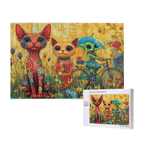 Puzzle Karikatur,Puzzle 4000 Teile Katze Holzpuzzle Erwachsene mit Geschenkbox und Poster,Schwieriges,Unterhaltsames,Herausforderndes,Geeignet für Anfänger ab 14 Jahren,Geschenke für Frauen M-174 von Yeogcohe