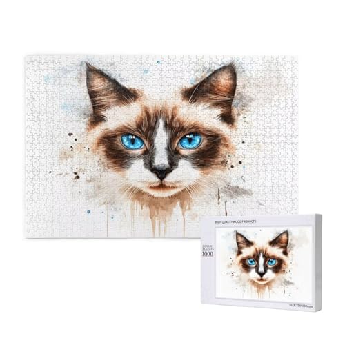 Puzzle Katze,Puzzle 1000 Teile Tier Holzpuzzle Erwachsene mit Geschenkbox und Poster,Schwieriges, Unterhaltsames, Herausforderndes, Geeignet für Anfänger ab 14 Jahren,Geschenke für Männer/Frauen M-481 Puzzle Katze,Puzzle 1000 Teile Tier Holzpuzzle Erwachsene mit Geschenkbox und Poster,Schwieriges, Unterhaltsames, Herausforderndes, Geeignet für Anfänger ab 14 Jahren,Geschenke für Männer/Frauen M-481 von Yeogcohe