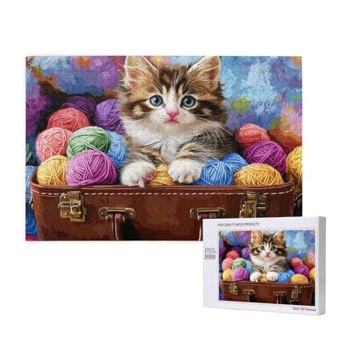 Puzzle Katze,Puzzle 2000 Teile Niedlich Holzpuzzle Erwachsene mit Geschenkbox und Poster,Schwieriges,Unterhaltsames,Herausforderndes,Geeignet für Anfänger ab 14 Jahren,Geschenke für Frauen M-498 von Yeogcohe