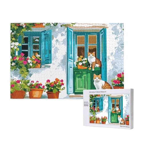 Puzzle Katze,Puzzle 6000 Teile Frühling Holzpuzzle Erwachsene mit Geschenkbox und Poster,Schwieriges,Unterhaltsames,Herausforderndes,Geeignet für Anfänger ab 14 Jahren,Geschenke für Frauen M-454 von Yeogcohe