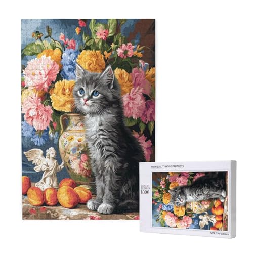 Puzzle Katze,Puzzle 6000 Teile Tier Holzpuzzle Erwachsene mit Geschenkbox und Poster,Schwieriges,Unterhaltsames,Herausforderndes,Geeignet für Anfänger ab 14 Jahren,Geschenke für Männer/Frauen M-1172 von Yeogcohe