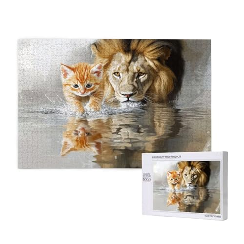 Puzzle Löwe,Puzzle 300 Teile Katze Holzpuzzle Erwachsene mit Geschenkbox und Poster,Schwieriges, Unterhaltsames, Herausforderndes, Geeignet für Anfänger ab 14 Jahren,Geschenke für Männer/Frauen M-539 von Yeogcohe