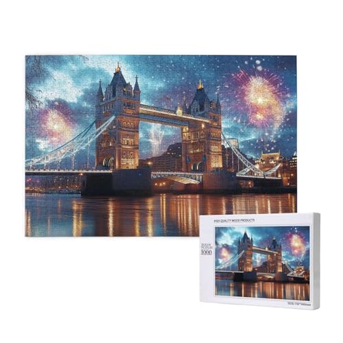 Puzzle London,Puzzle 1000 Teile Blume Holzpuzzle Erwachsene mit Geschenkbox und Poster,Schwieriges,Unterhaltsames,Herausforderndes,Geeignet für Anfänger ab 14 Jahren,Geschenke für Männer/Frauen M-658 von Yeogcohe