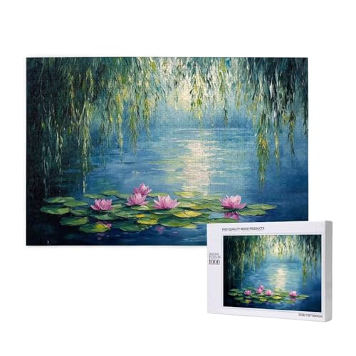 Puzzle Lotus,Puzzle 1000 Teile Blätter Holzpuzzle Erwachsene mit Geschenkbox und Poster,Schwieriges,Unterhaltsames,Herausforderndes,Geeignet für Anfänger ab 14 Jahren,Geschenke für Männer/Frauen M-169 von Yeogcohe