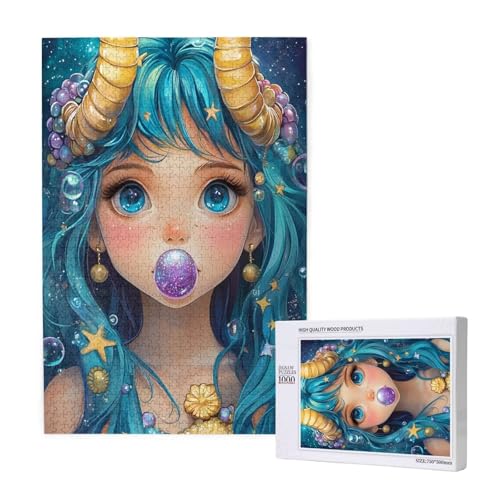 Puzzle Mädchen,Puzzle 1000 Teile Karikatur Holzpuzzle Erwachsene mit Geschenkbox,Schwieriges,Unterhaltsames,Herausforderndes,Geeignet für Anfänger ab 14 Jahren,Geschenke für Männer/Frauen M-1837 von Yeogcohe