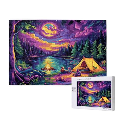 Puzzle Mond,Puzzle 1000 Teile Landschaft Holzpuzzle Erwachsene mit Geschenkbox und Poster,Schwieriges,Unterhaltsames,Herausforderndes,Geeignet für Anfänger ab 14 Jahren,Geschenke für Frauen M-408 von Yeogcohe