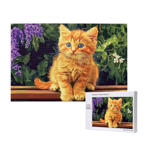 Puzzle Niedlich,Puzzle 1000 Teile Katze Holzpuzzle Erwachsene mit Geschenkbox und Poster,Schwieriges,Unterhaltsames,Herausforderndes,Geeignet für Anfänger ab 14 Jahren,Geschenke für Frauen M-458 von Yeogcohe
