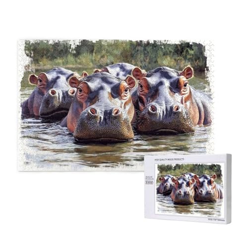 Puzzle Nilpferd,Puzzle 6000 Teile Tier Holzpuzzle Erwachsene mit Geschenkbox und Poster,Schwieriges,Unterhaltsames,Herausforderndes,Geeignet für Anfänger ab 14 Jahren,Geschenke für Männer/Frauen M-422 von Yeogcohe