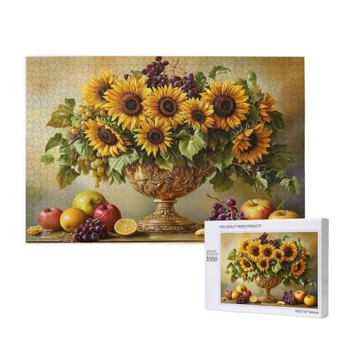 Puzzle Obst,Puzzle 300 Teile Sonnenblume Holzpuzzle Erwachsene mit Geschenkbox,Schwieriges,Unterhaltsames,Herausforderndes,Geeignet für Anfänger ab 14 Jahren,Geschenke für Männer/Frauen M-1090 von Yeogcohe