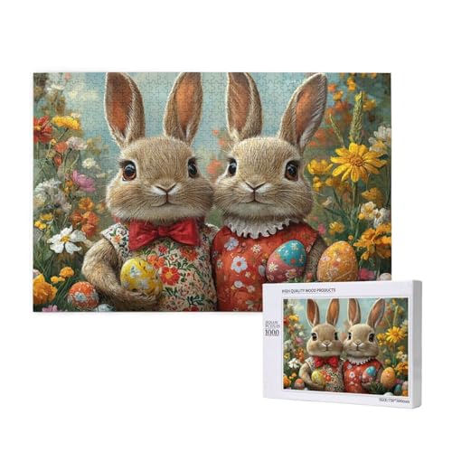 Puzzle Ostern,Puzzle 6000 Teile Kaninchen Holzpuzzle Erwachsene mit Geschenkbox,Schwieriges,Unterhaltsames,Herausforderndes,Geeignet für Anfänger ab 14 Jahren,Geschenke für Männer/Frauen M-881 von Yeogcohe