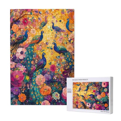 Puzzle Pfau,Puzzle 300 Teile Blume Holzpuzzle Erwachsene mit Geschenkbox und Poster,Schwieriges, Unterhaltsames, Herausforderndes, Geeignet für Anfänger ab 14 Jahren,Geschenke für Männer/Frauen M-1860 von Yeogcohe