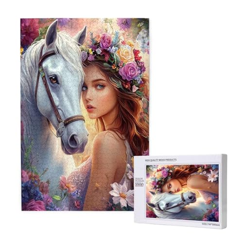 Puzzle Pferd,Puzzle 1000 Teile Frau Holzpuzzle Erwachsene mit Geschenkbox und Poster,Schwieriges,Unterhaltsames,Herausforderndes,Geeignet für Anfänger ab 14 Jahren,Geschenke für Männer/Frauen M-1939 von Yeogcohe