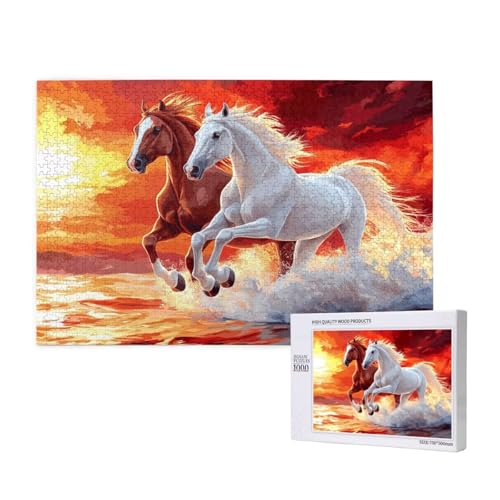 Puzzle Pferd,Puzzle 4000 Teile Sonnenuntergang Holzpuzzle Erwachsene mit Geschenkbox,Schwieriges,Unterhaltsames,Herausforderndes,Geeignet für Anfänger ab 14 Jahren,Geschenke für Männer/Frauen M-419 von Yeogcohe