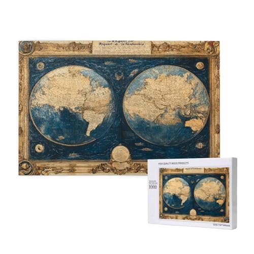 Puzzle Retro,Puzzle 4000 Teile Karte Holzpuzzle Erwachsene mit Geschenkbox und Poster,Schwieriges,Unterhaltsames,Herausforderndes,Geeignet für Anfänger ab 14 Jahren,Geschenke für Männer/Frauen M-875 von Yeogcohe