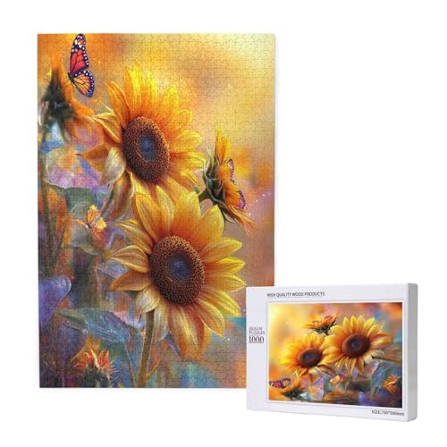 Puzzle Schmetterling,Puzzle 2000 Teile Sonnenblume Holzpuzzle Erwachsene mit Geschenkbox,Schwieriges,Unterhaltsames,Herausforderndes,Geeignet für Anfänger ab 14 Jahren,Geschenke Männer/Frauen M-1918 von Yeogcohe